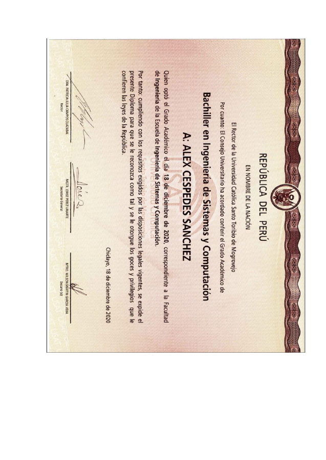 Diploma de bachiller en Ingeniería de Sistemas