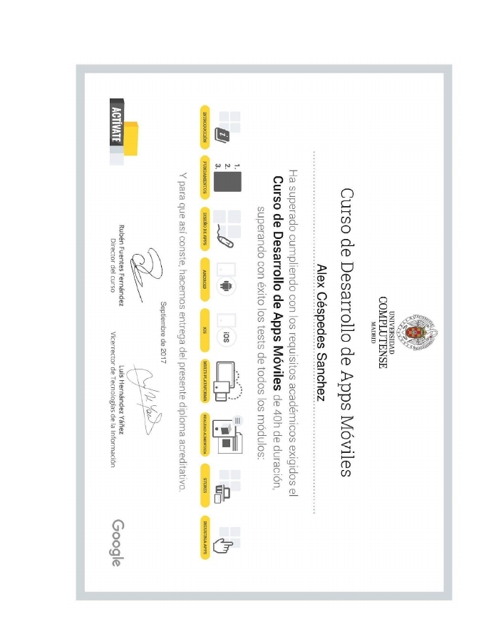 Certificado de curso de desarrollo de apps móviles