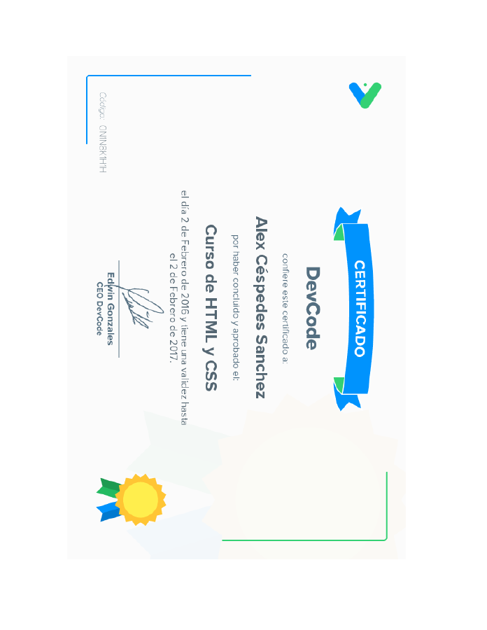 Certificado de HTML y desarrollo web
