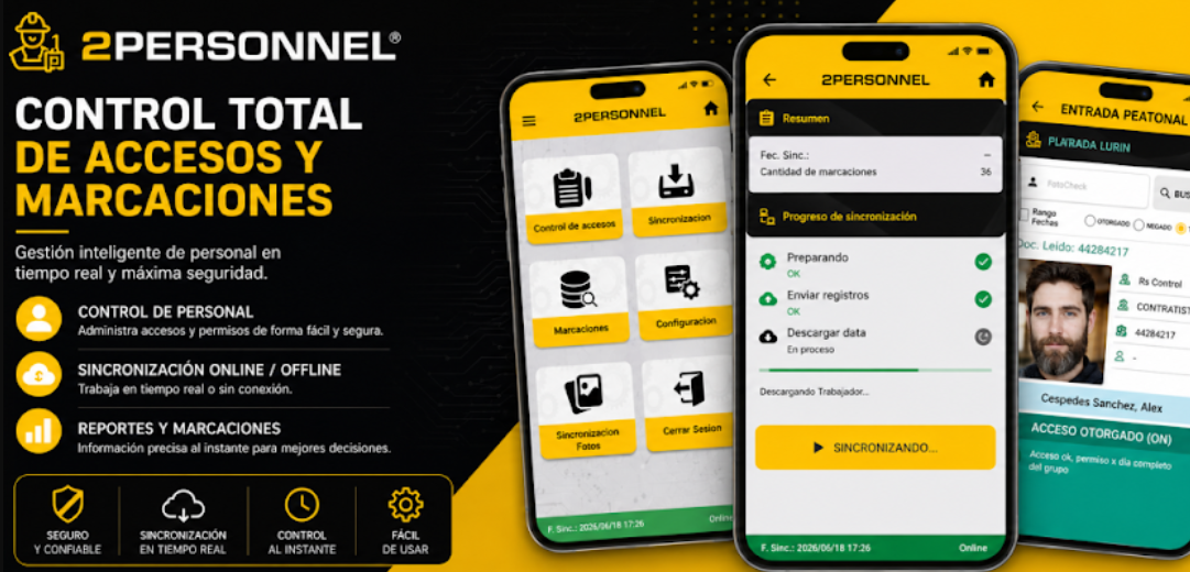 Imagen promocional de control de accesos, marcaciones y sincronización online/offline